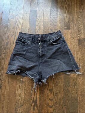 BDG Black Raw Hem Button-Fly Denim Shorts